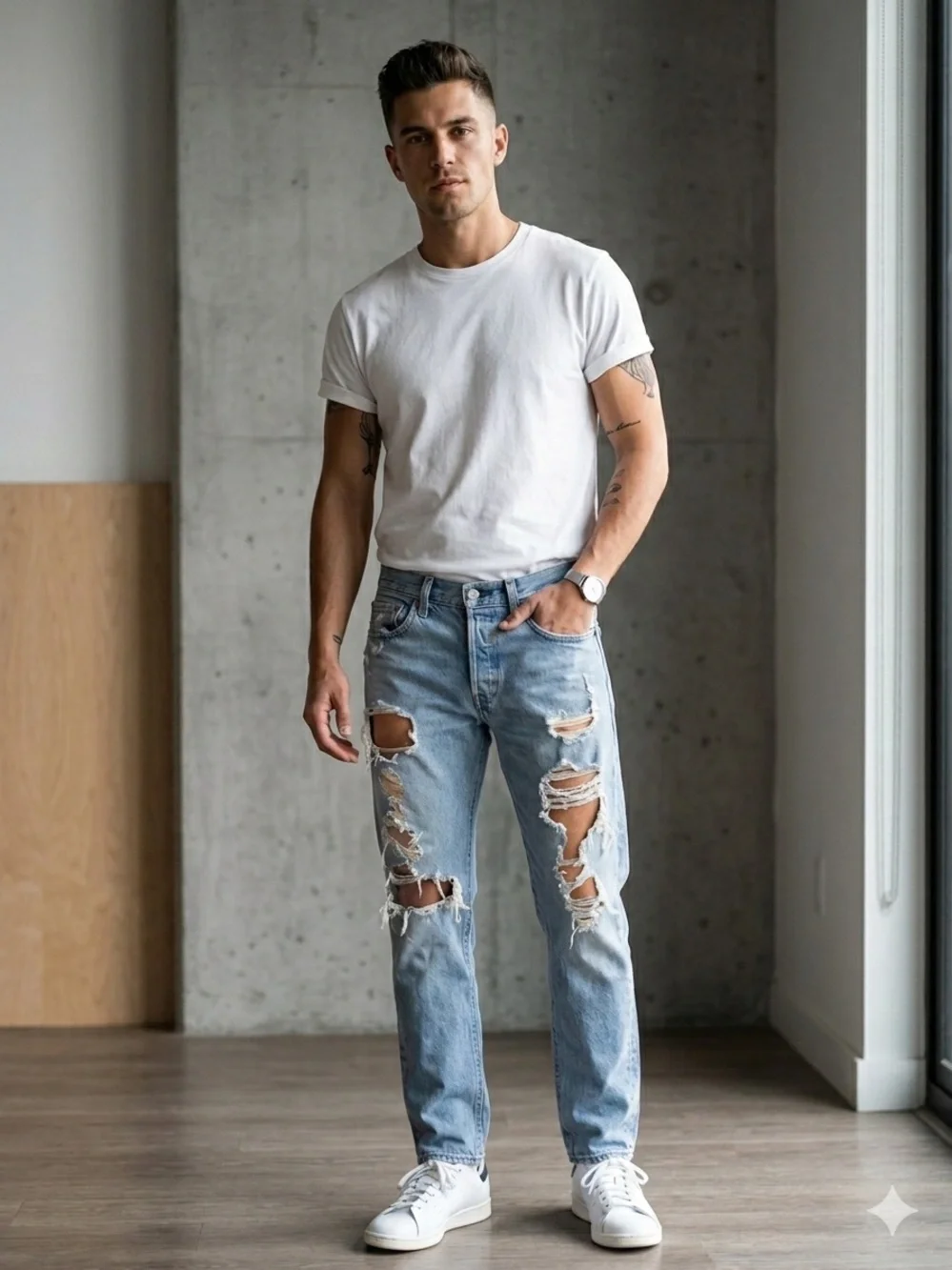 Levi's 501 button-fly ripped Y2K light wash denim jeans size 30x32